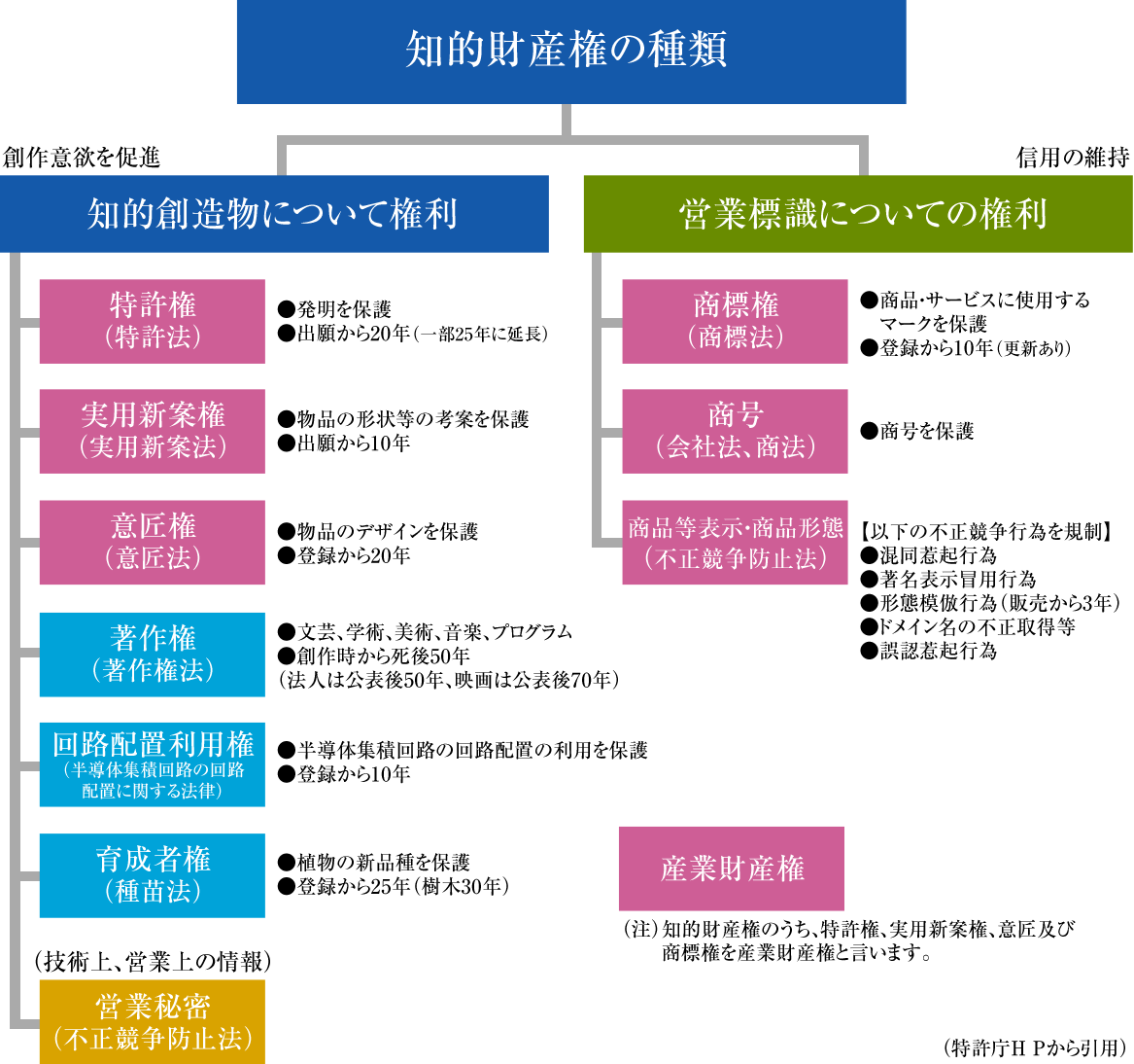 知的財産権の種類